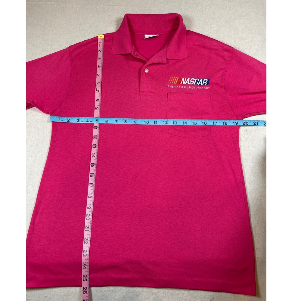 Vintage NASCAR Hot Pink Polo Shirt Embroidered Logo USA Made Womens Size Medium - Picture 3 of 7